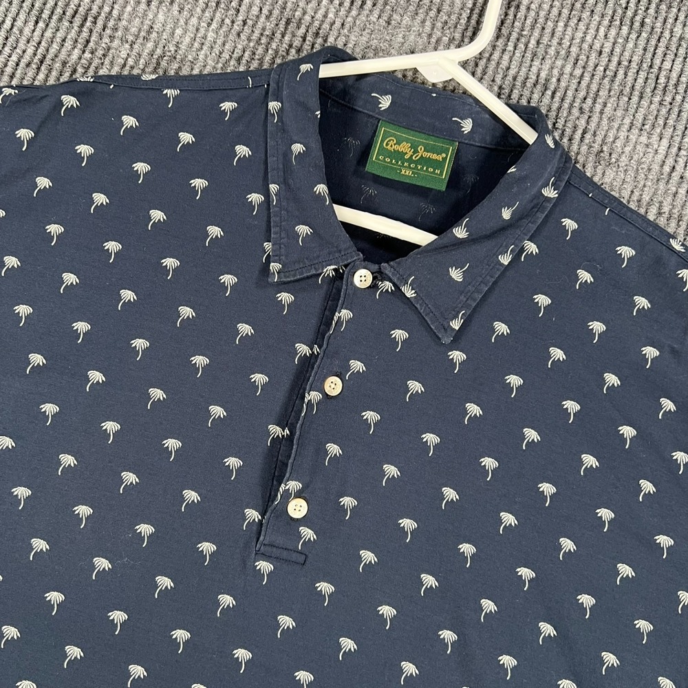 Vintage Bobby Jones Polo Shirt Mens 2XL XXL Blue Geometric Made in Italy Golf